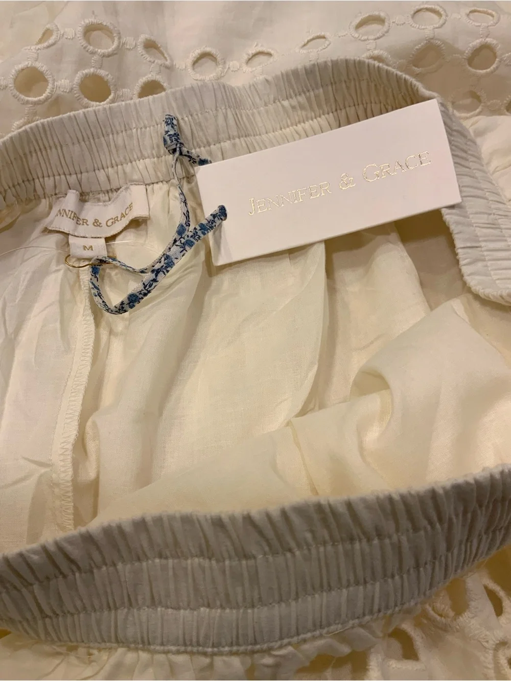 Jennifer n Grace Cream Eyelet Maxi Skirt with Elastic Waist